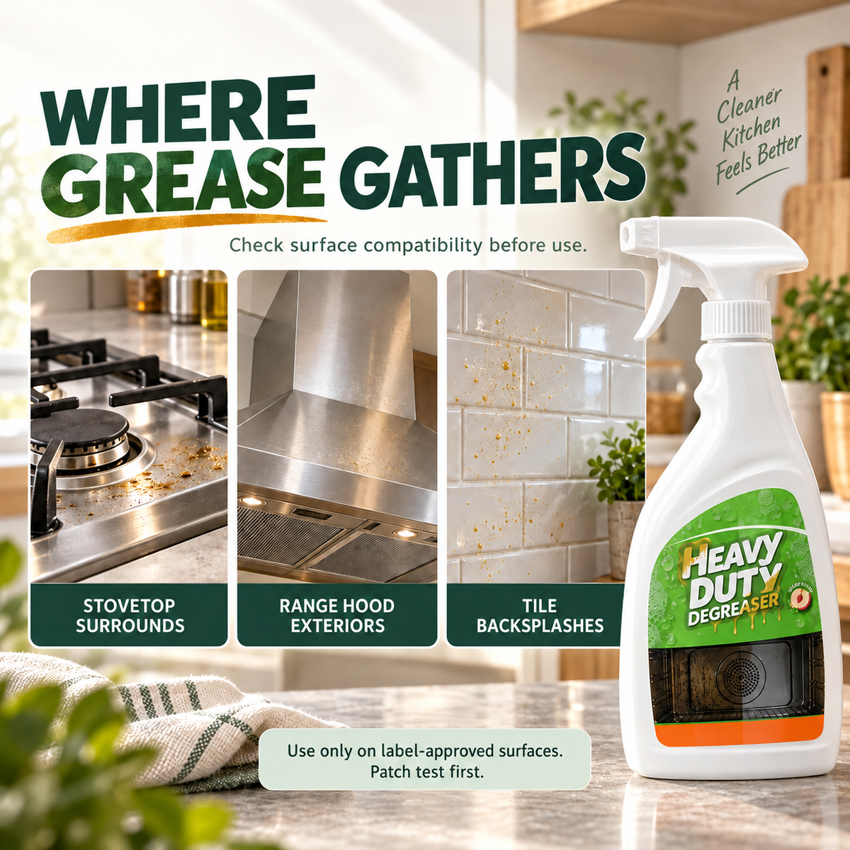 🧼 Heavy-Duty Kitchen Degreaser Spray — Tackle Stubborn Grease & Sticky Buildup