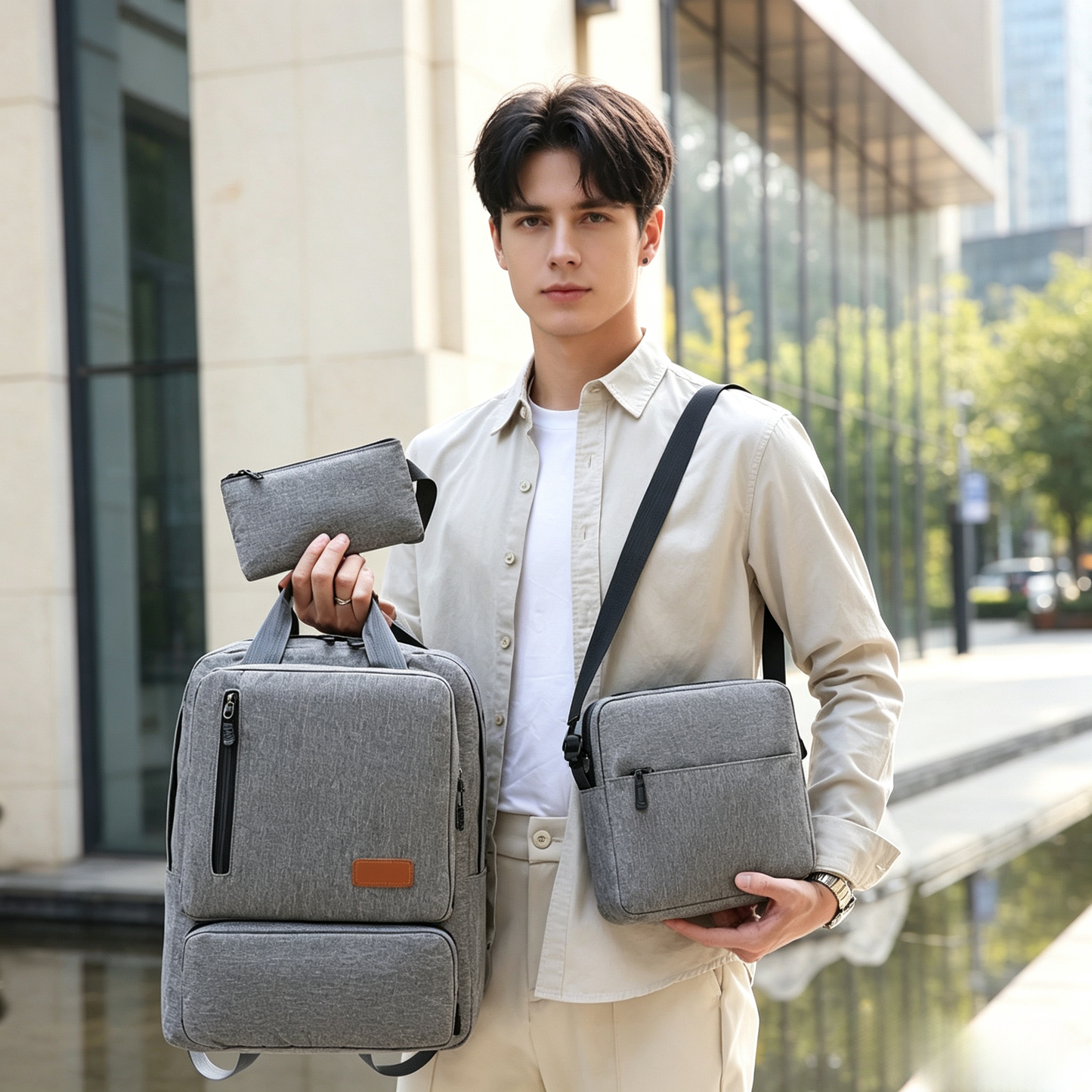 Three-Piece Casual Backpack Set