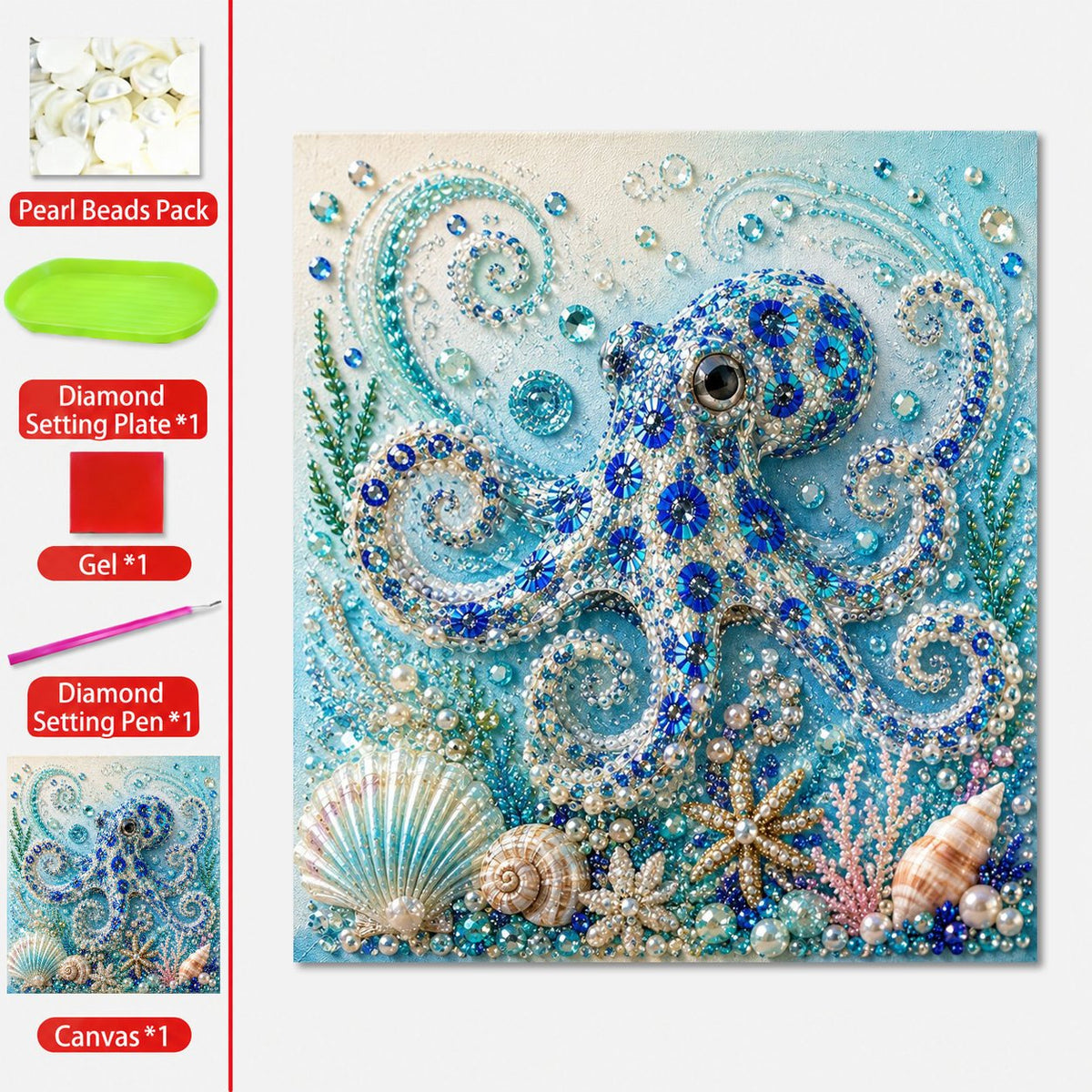 🌊✨ Ocean Theme Pearl Art DIY Kit – Relaxing DIY Craft to Create Stunning Coastal Artwork (Size:7.87in*7.87in)