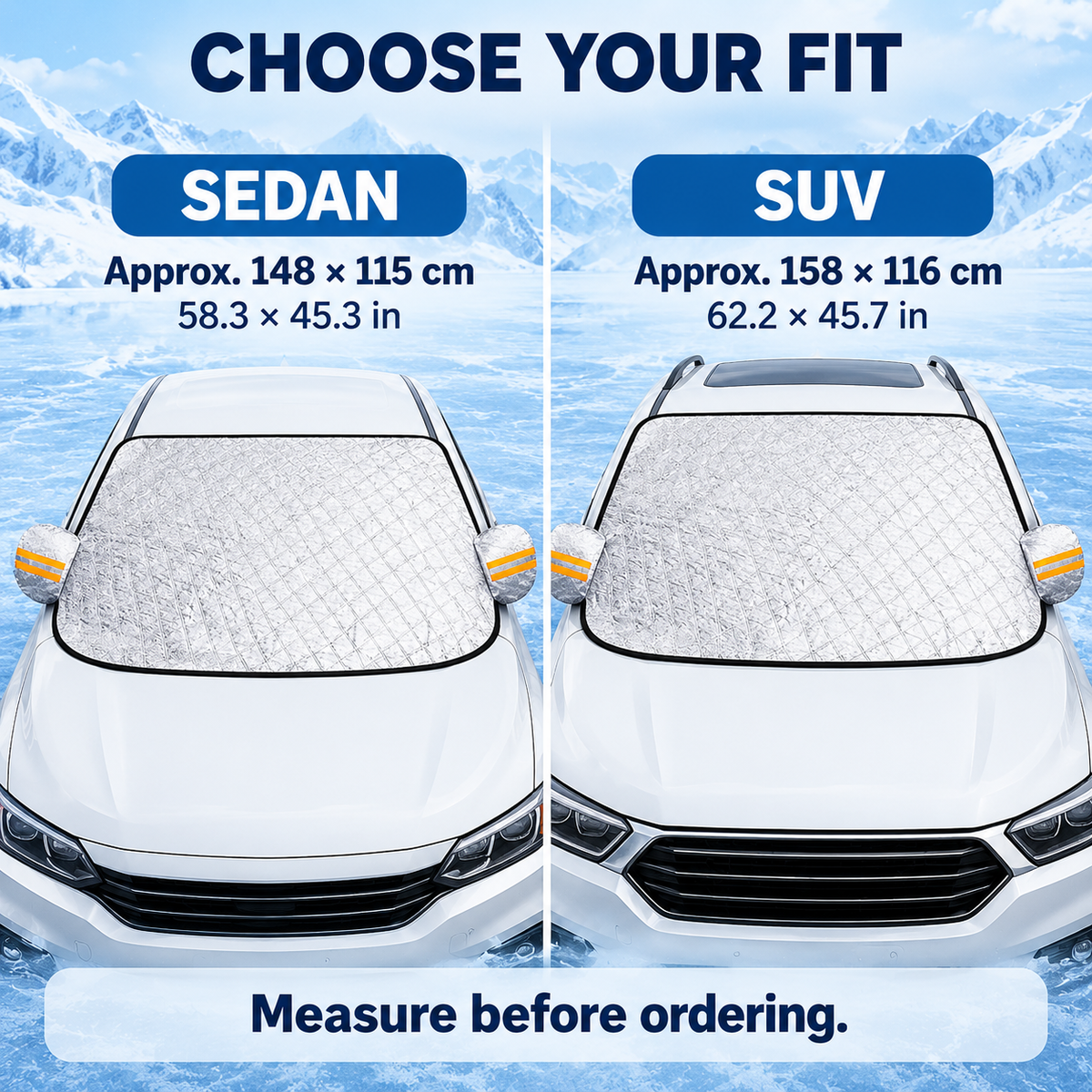 Car Windshield Protector Cover, Waterproof Against Snow Ice Frost Dust Rain ❄️