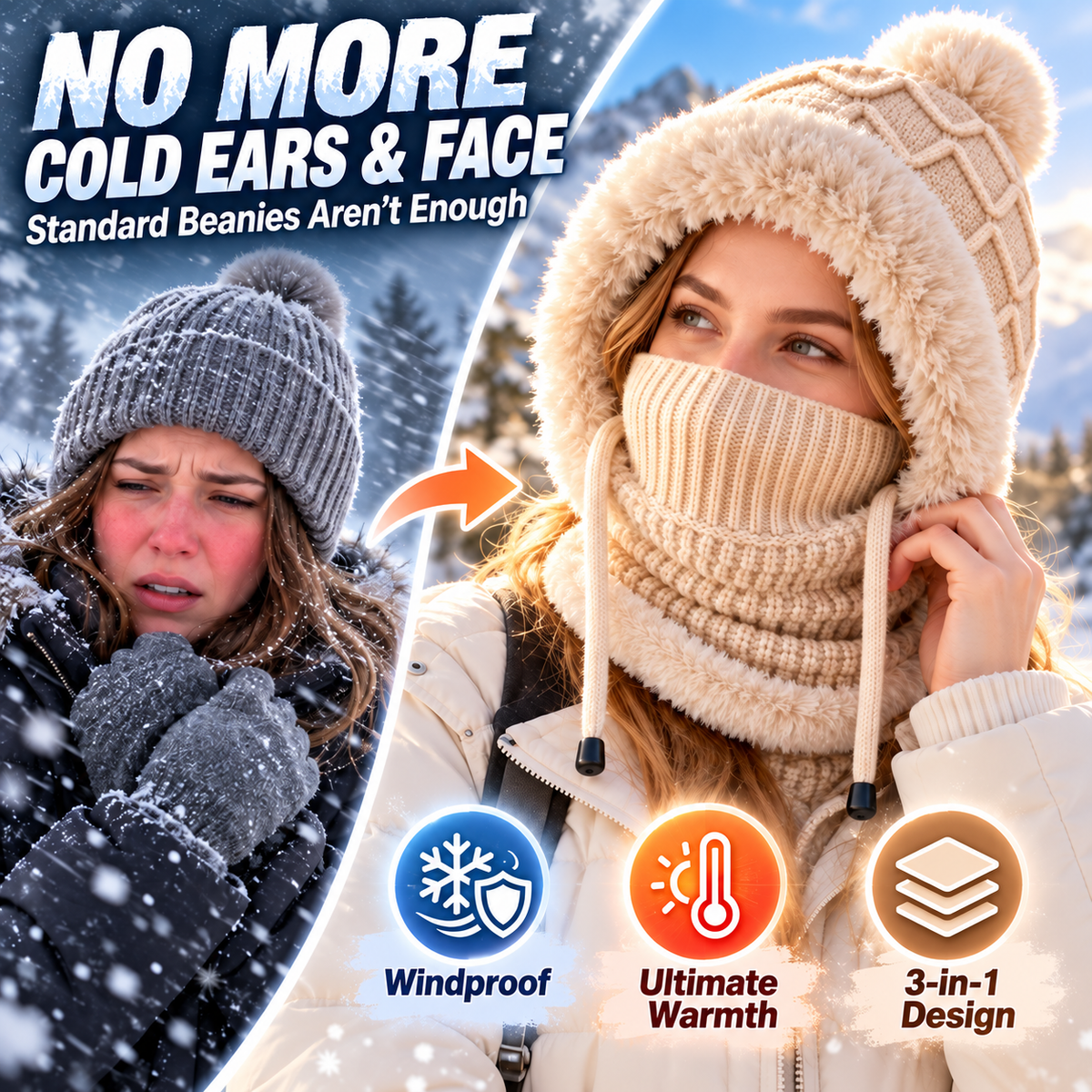 ✨3 in 1 Beanie Hat For Women❄️