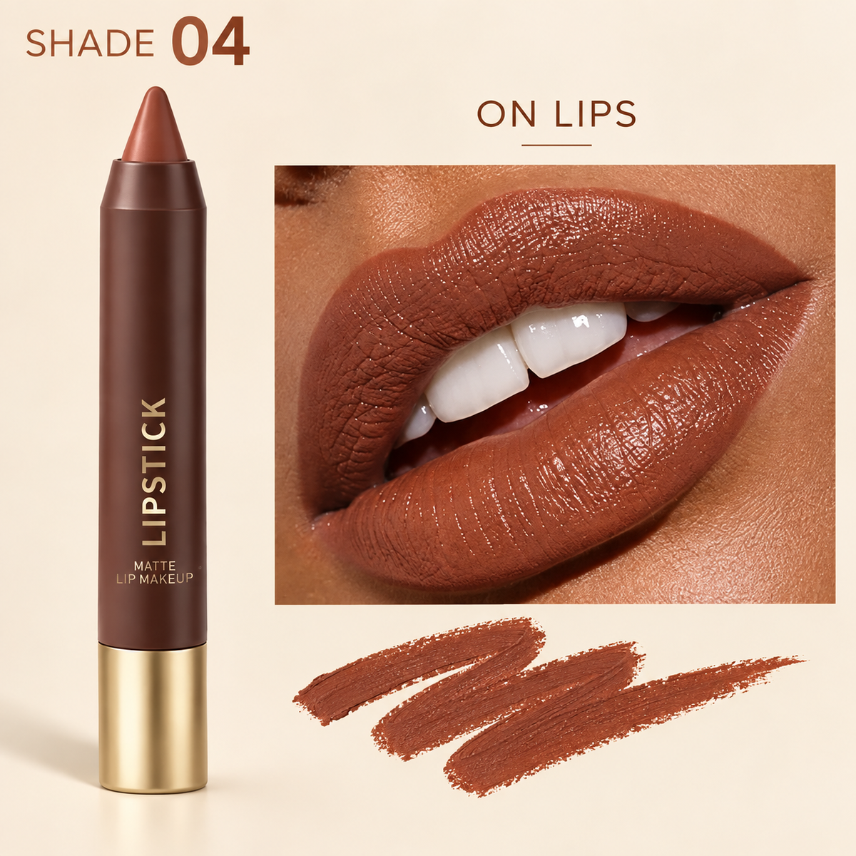 6-piece set of long-lasting, matte, brown lipstick