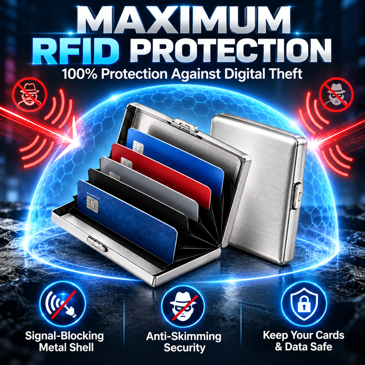 🛡️RFID Blocking Metal Card Holder