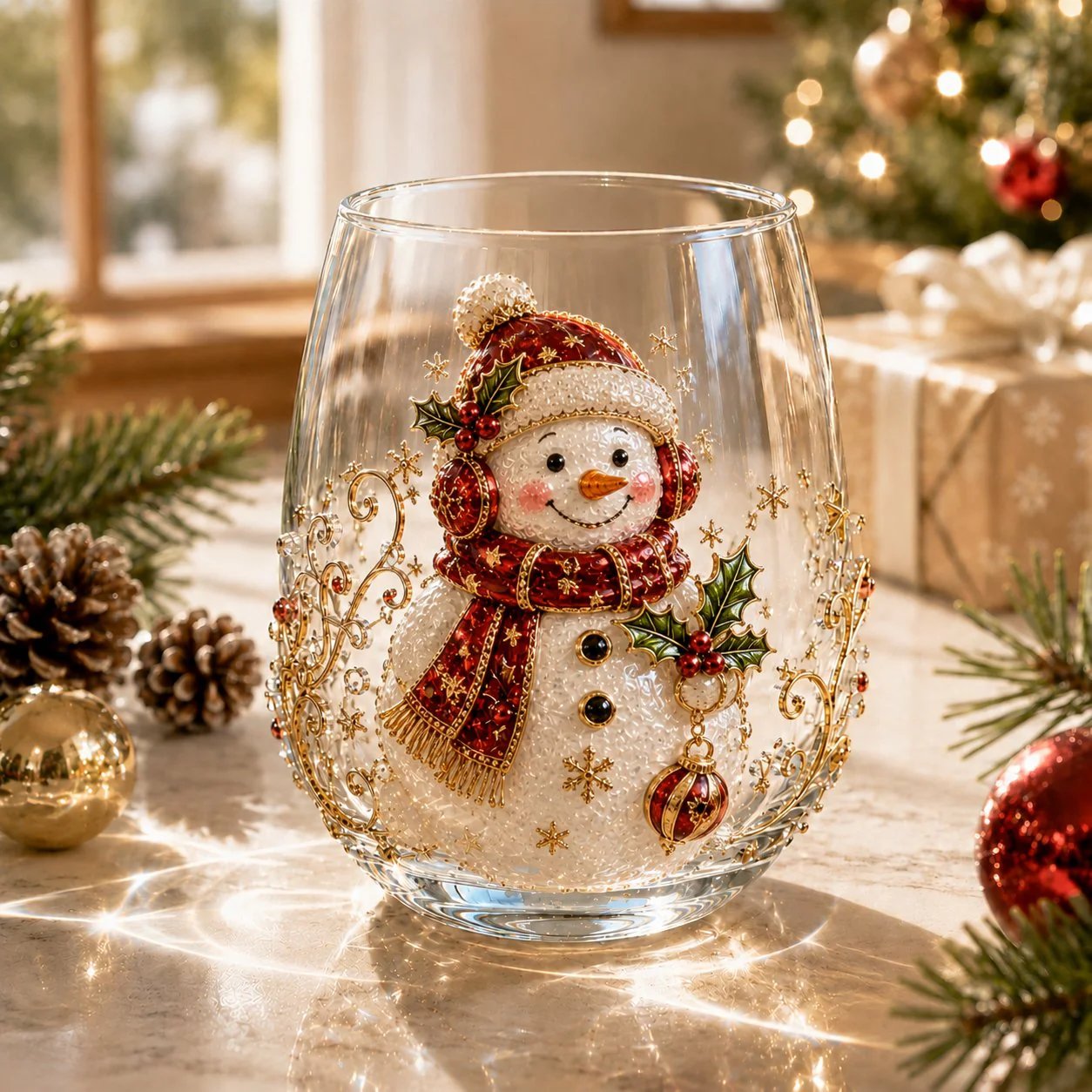 🎅 Christmas Early Bird Sale — 50% OFF 3D Raised Holiday Glass Cup 🎄