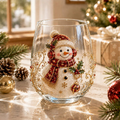 🎅 Christmas Early Bird Sale — 50% OFF 3D Raised Holiday Glass Cup 🎄