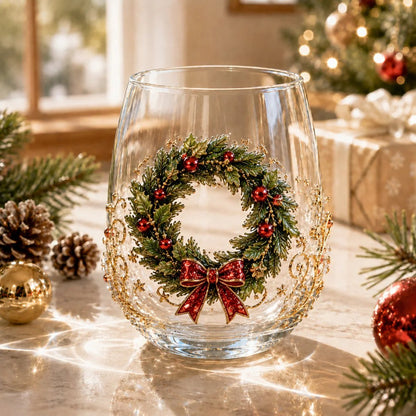 🎅 Christmas Early Bird Sale — 50% OFF 3D Raised Holiday Glass Cup 🎄