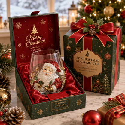 🎅 Christmas Early Bird Sale — 50% OFF 3D Raised Holiday Glass Cup 🎄