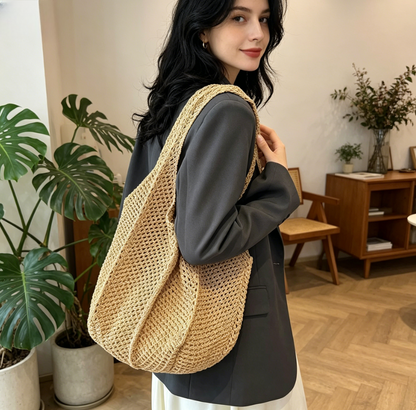 Summer Straw Woven Tote Bag