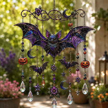 Halloween Glass Suncatcher Wind Chime