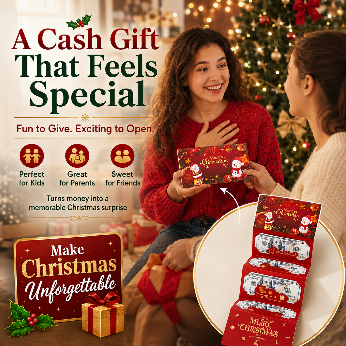 🎄 6-Slot Christmas Cash Gift Envelope | Buy 1 Get 1 Free 🎁