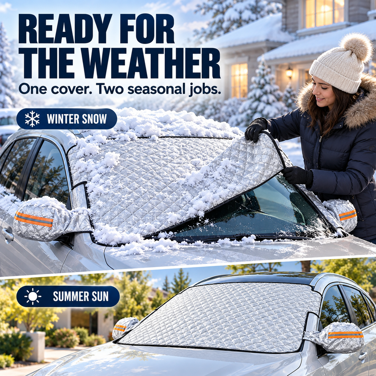 ❄️ Windshield Snow Cover – Less Scraping in Winter, Shade in Summer