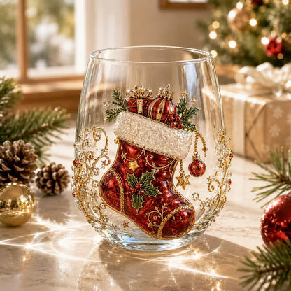🎅 Christmas Early Bird Sale — 50% OFF 3D Raised Holiday Glass Cup 🎄