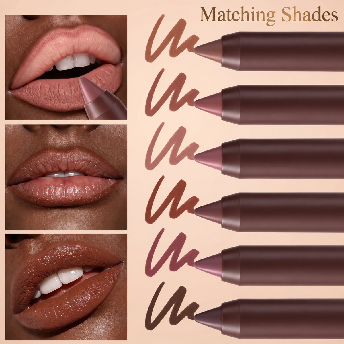 6-piece set of long-lasting, matte, brown lipstick