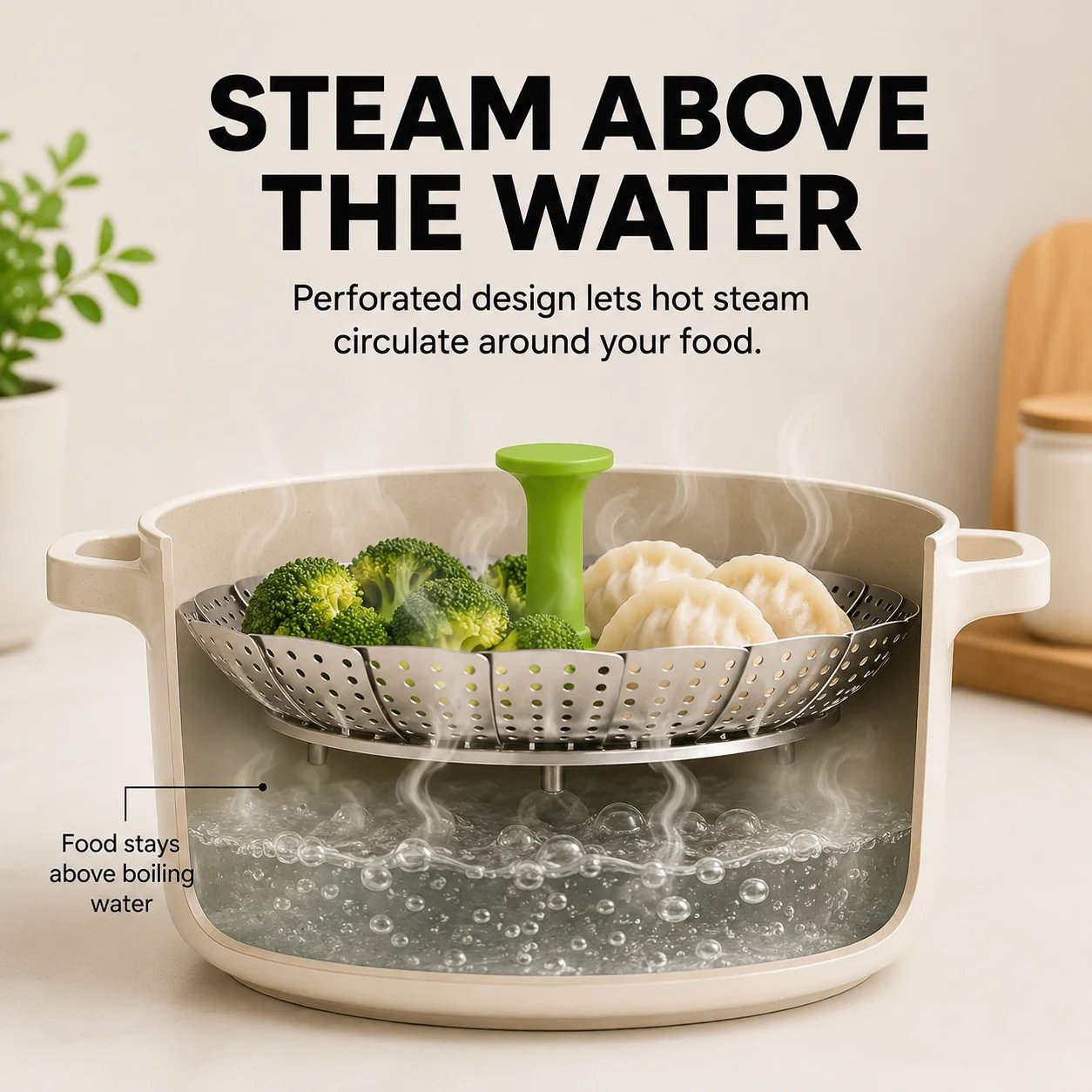 🎉🥦 Expandable Steamer Basket – Turn Any Pot Into a Steamer