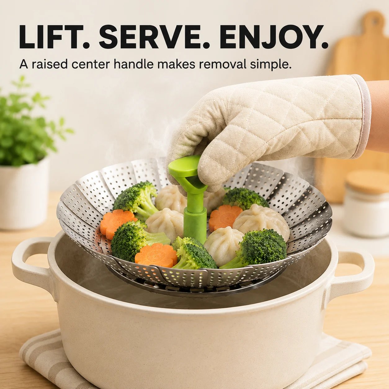 🎉🥦 Expandable Steamer Basket – Turn Any Pot Into a Steamer