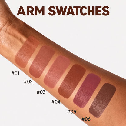 6-piece set of long-lasting, matte, brown lipstick