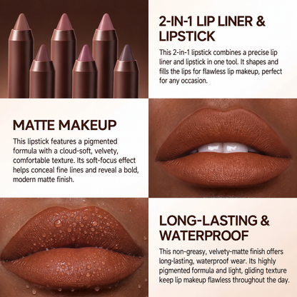 6-piece set of long-lasting, matte, brown lipstick