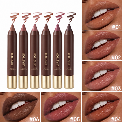 6-piece set of long-lasting, matte, brown lipstick