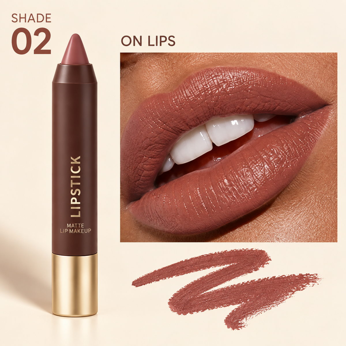 6-piece set of long-lasting, matte, brown lipstick