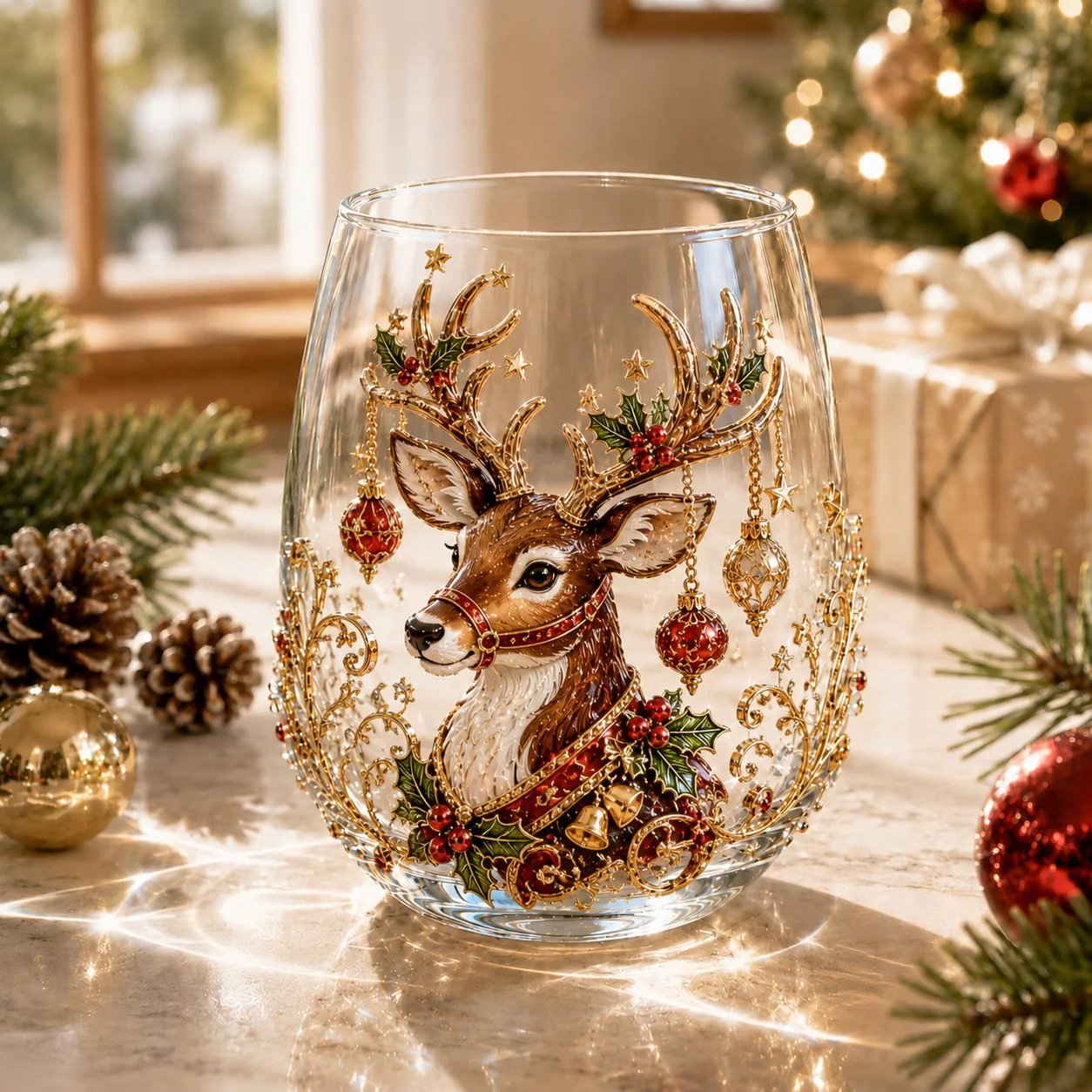 🎅 Christmas Early Bird Sale — 50% OFF 3D Raised Holiday Glass Cup 🎄