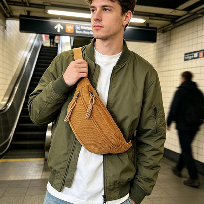 Corduroy Waist Chest Bag