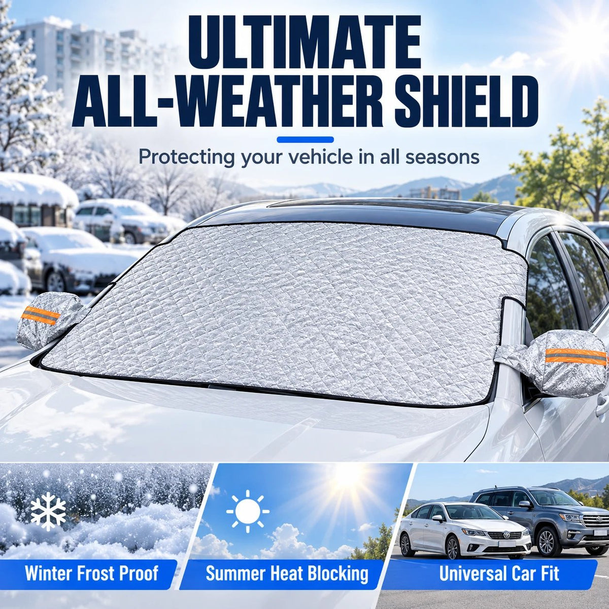 ❄️ Windshield Snow Cover – Less Scraping in Winter, Shade in Summer