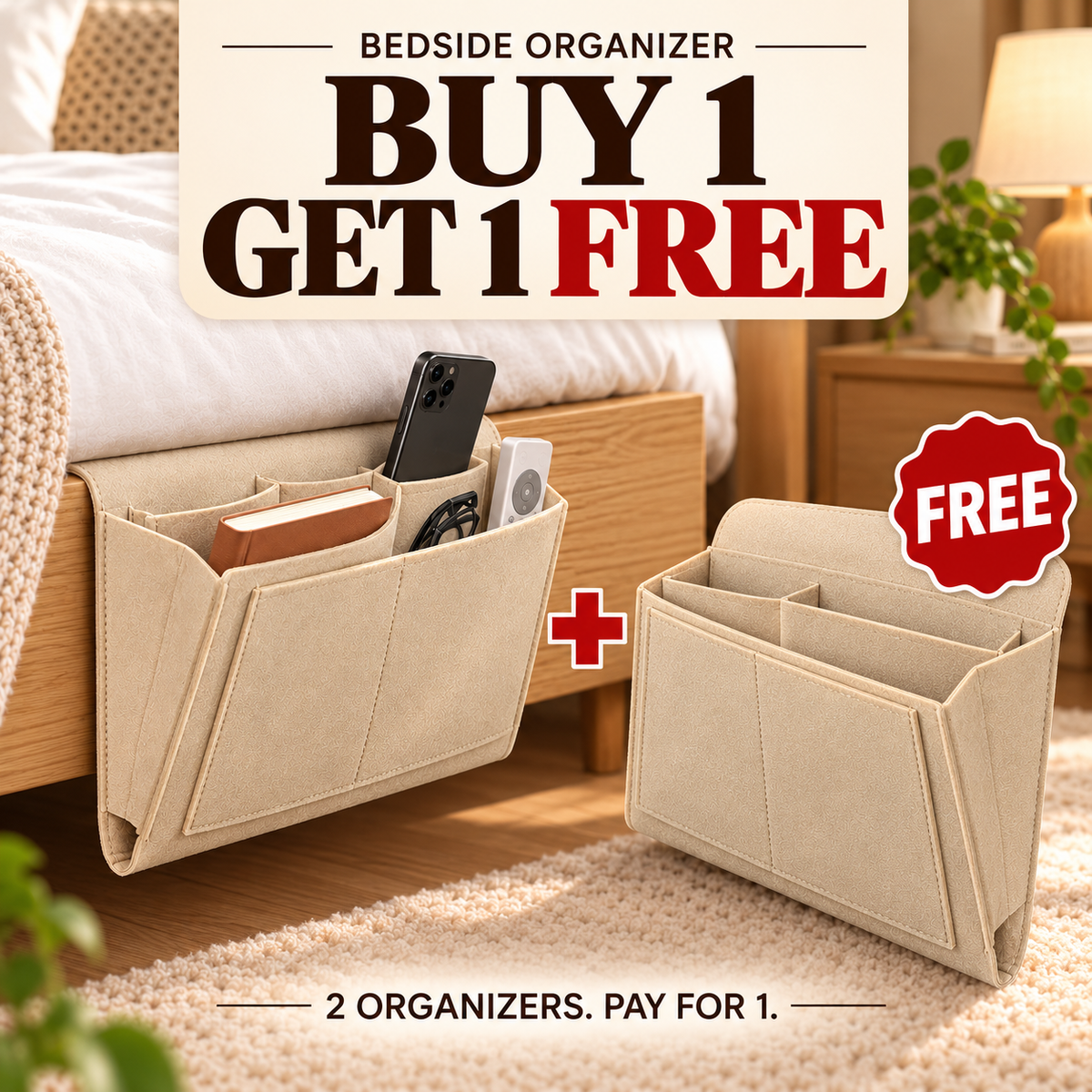 🛏️ Bedside Hanging Organizer — Multi-Pocket Storage for Bed & Sofa