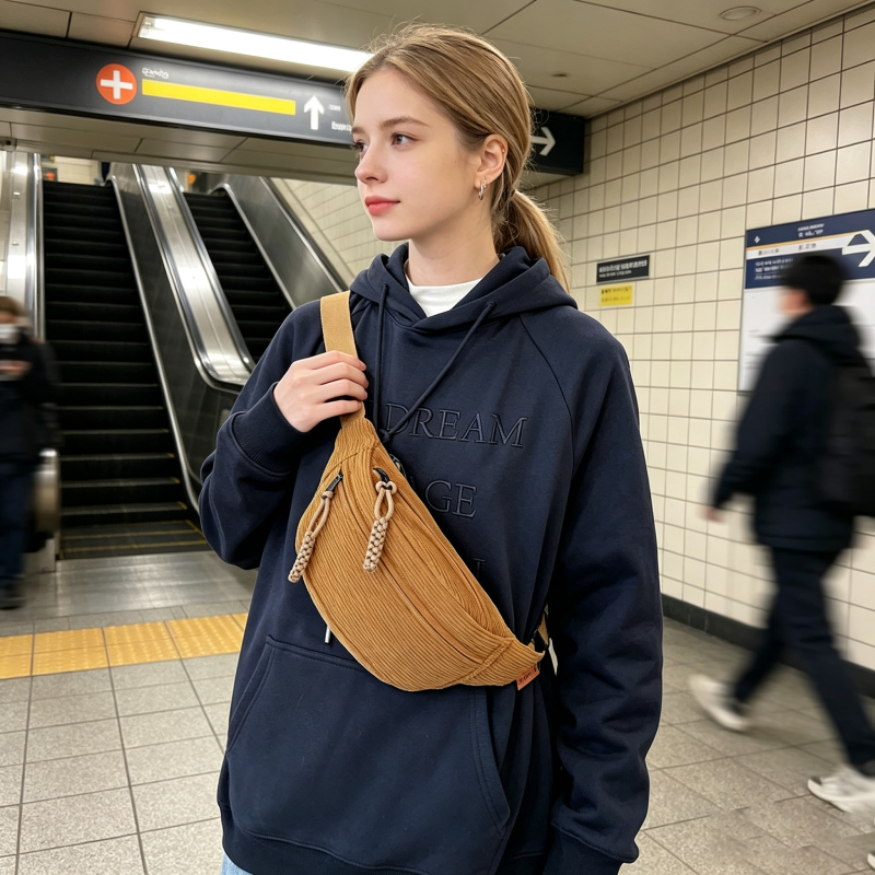 Corduroy Waist Chest Bag
