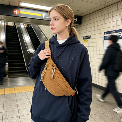 Corduroy Waist Chest Bag