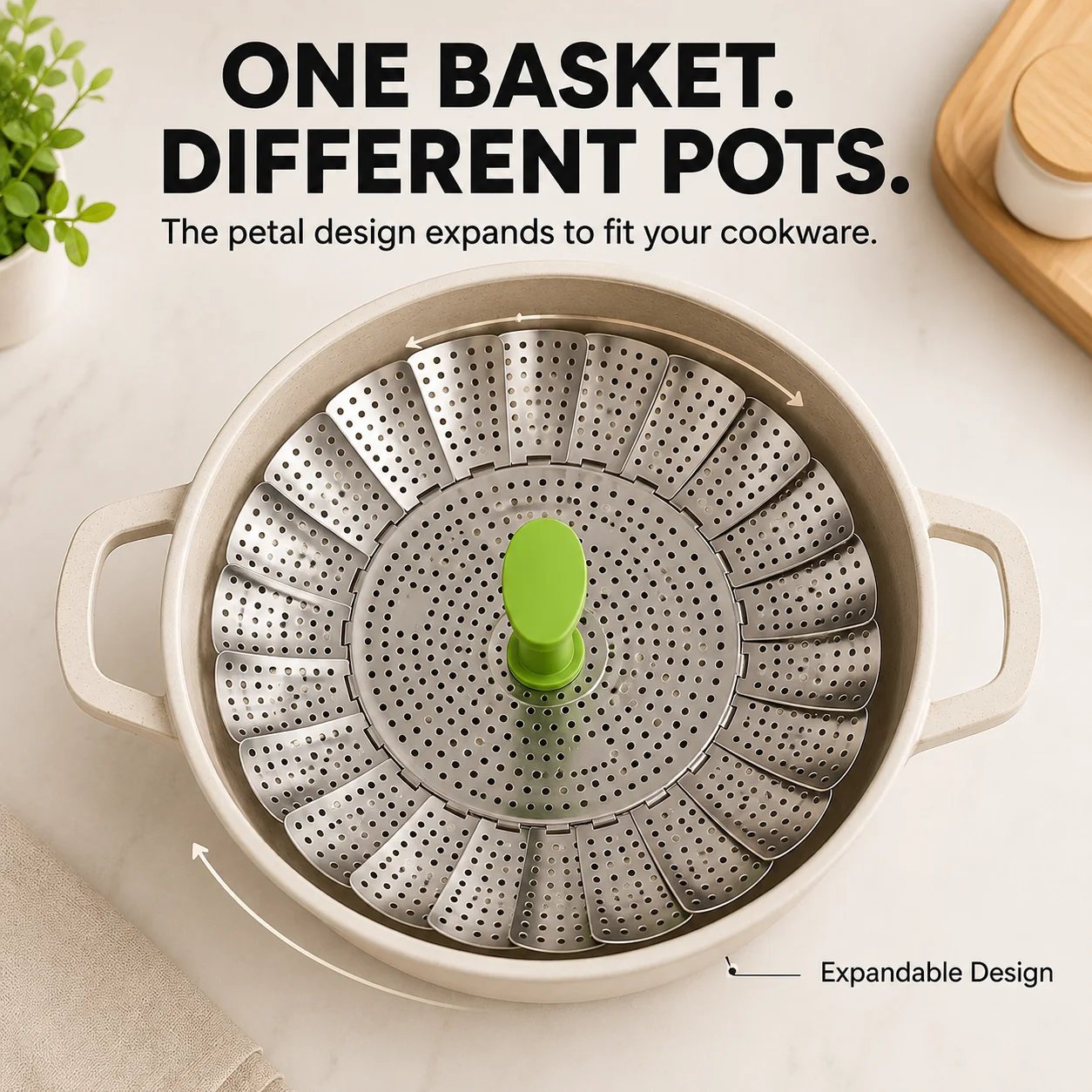🎉🥦 Expandable Steamer Basket – Turn Any Pot Into a Steamer