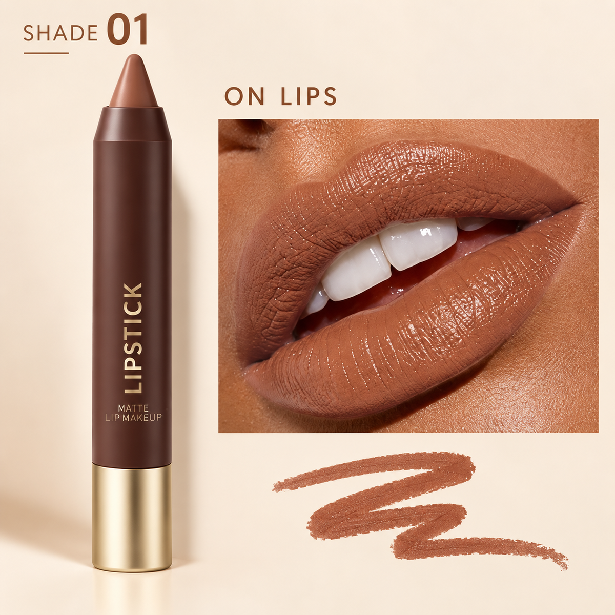 6-piece set of long-lasting, matte, brown lipstick