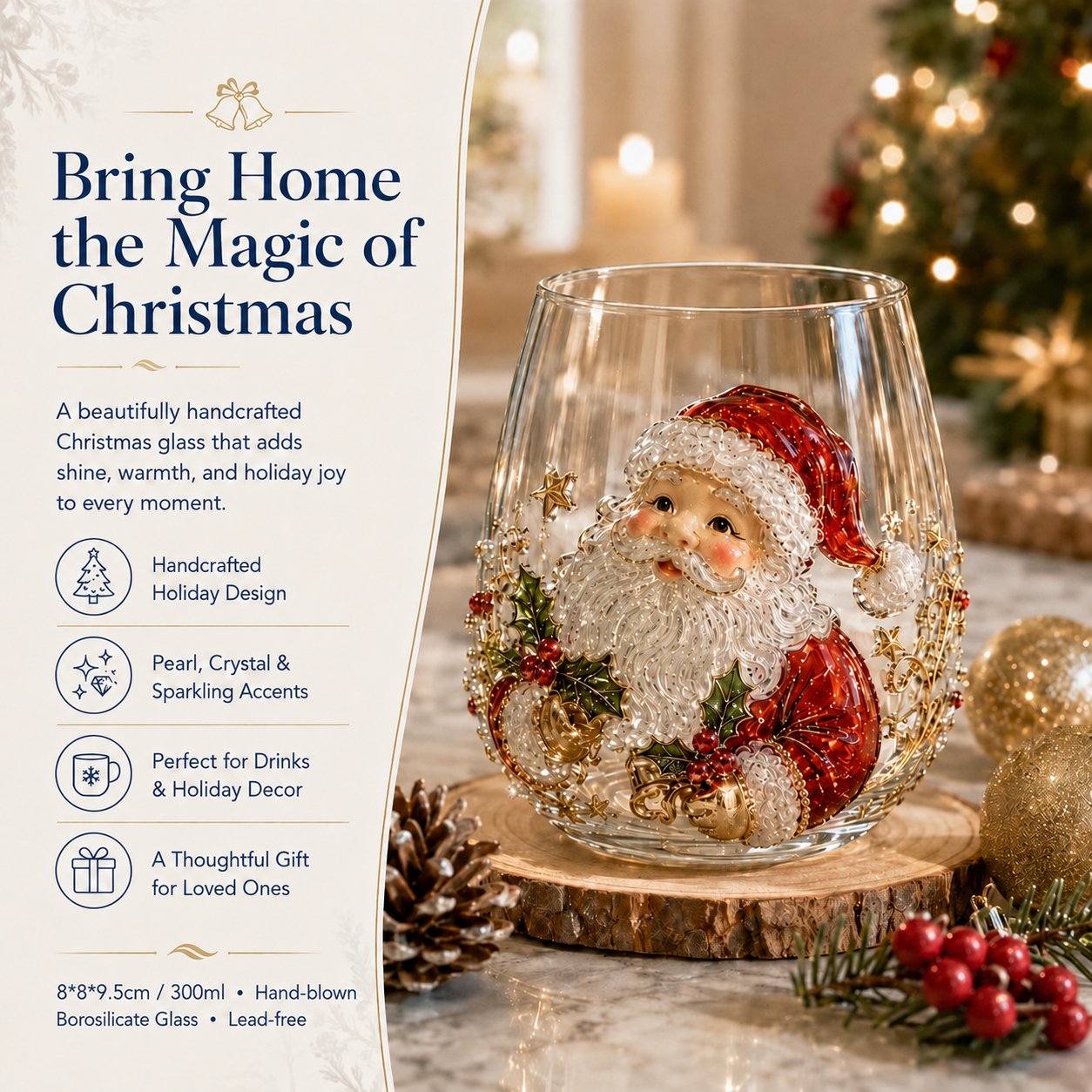 🎅 Christmas Early Bird Sale — 50% OFF 3D Raised Holiday Glass Cup 🎄
