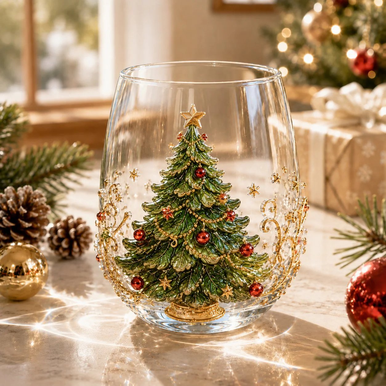 🎅 Christmas Early Bird Sale — 50% OFF 3D Raised Holiday Glass Cup 🎄