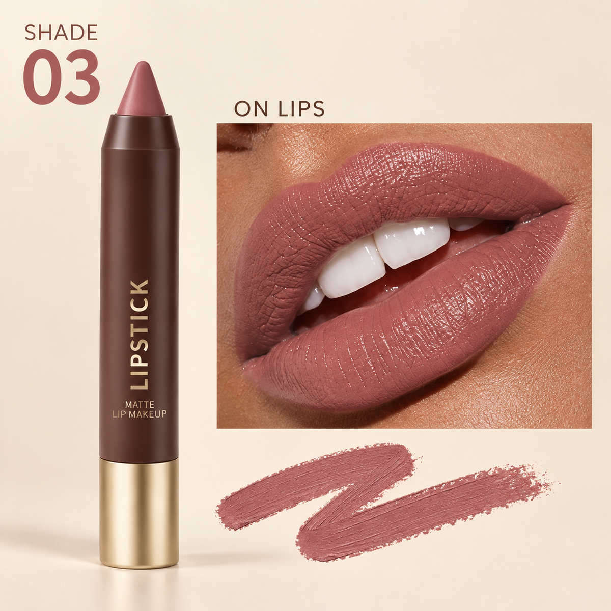6-piece set of long-lasting, matte, brown lipstick