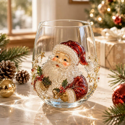 🎅 Christmas Early Bird Sale — 50% OFF 3D Raised Holiday Glass Cup 🎄