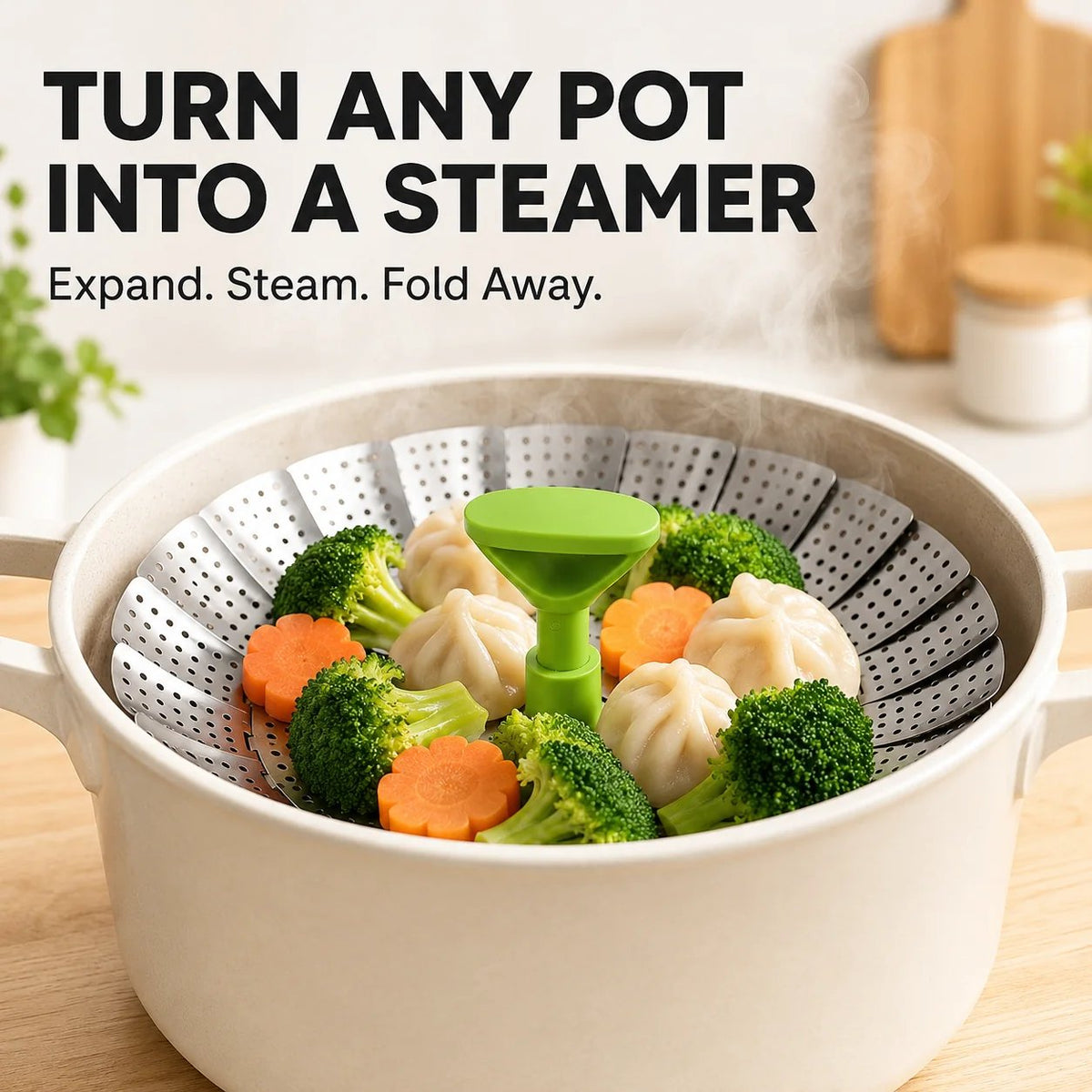 🎉🥦 Expandable Steamer Basket – Turn Any Pot Into a Steamer