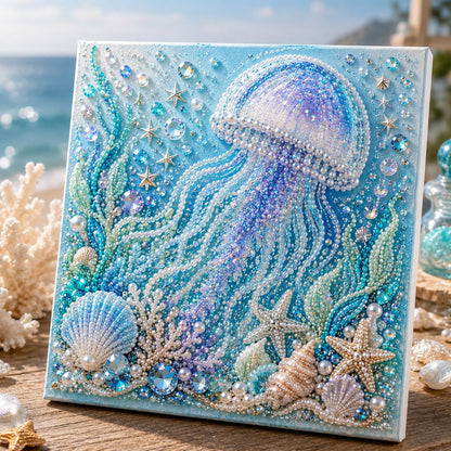 🌊✨ Ocean Theme Pearl Art DIY Kit – Relaxing DIY Craft to Create Stunning Coastal Artwork (Size:7.87in*7.87in)