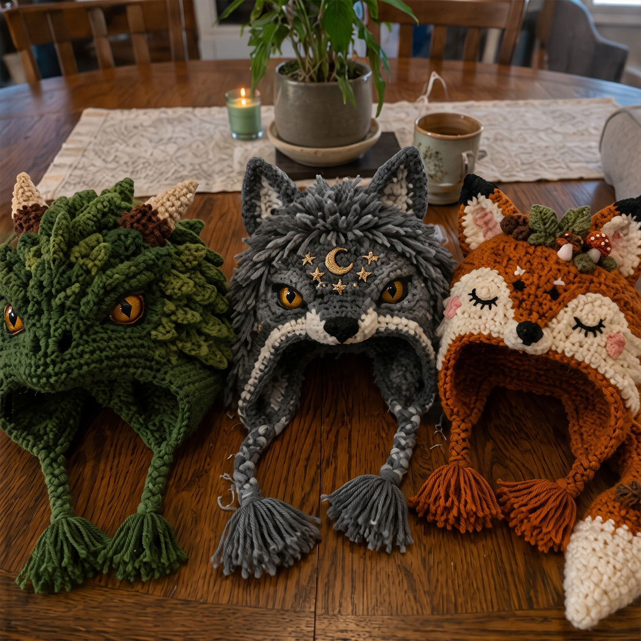 Finished fantasy crochet hood customer photo 11